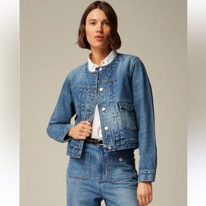 J. Crew Pleated denim lady jacket XS